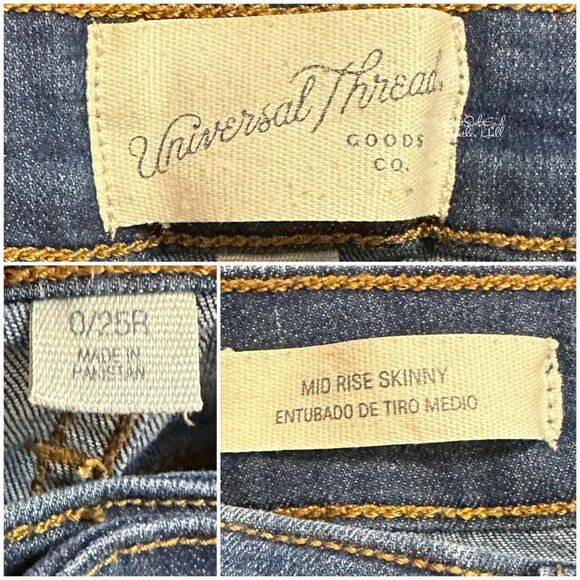 Universal Thread Stretch Mid Rise Skinny Denim Jeans Size 25 - Picture 5 of 7